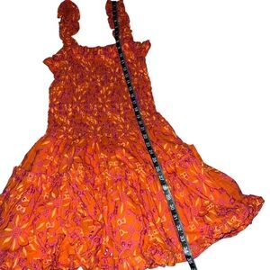 WAIMAR Orange Floral Ruffle Mini Dress – XL, Eyelet Cotton